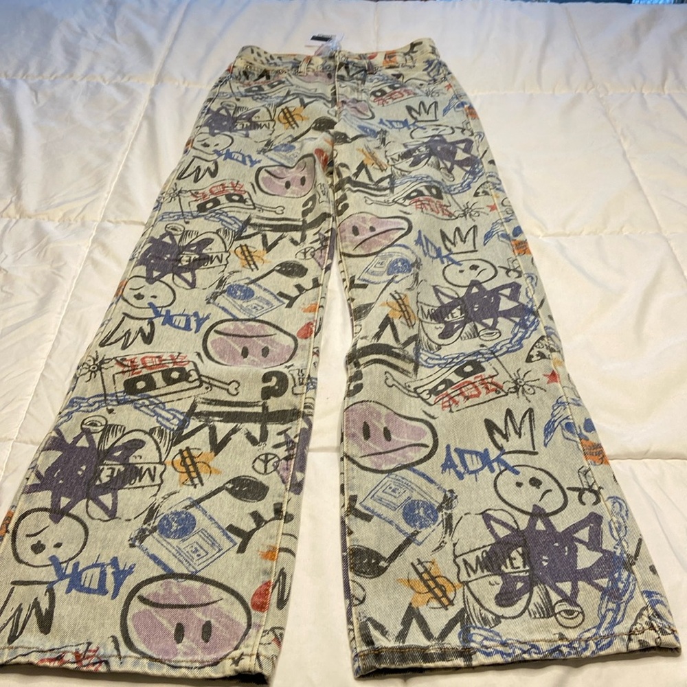 Adika Graphic Wide Leg Jeans